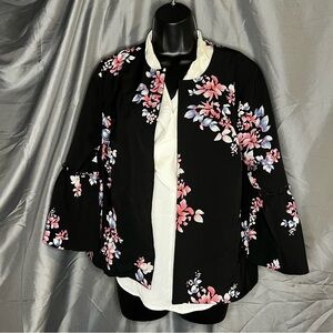 Lane Bryant floral open-front blazer. Size 14/16.